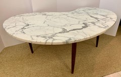 Mid-Century Modern Kidney Shape Marble Top Coffee Cocktail Table