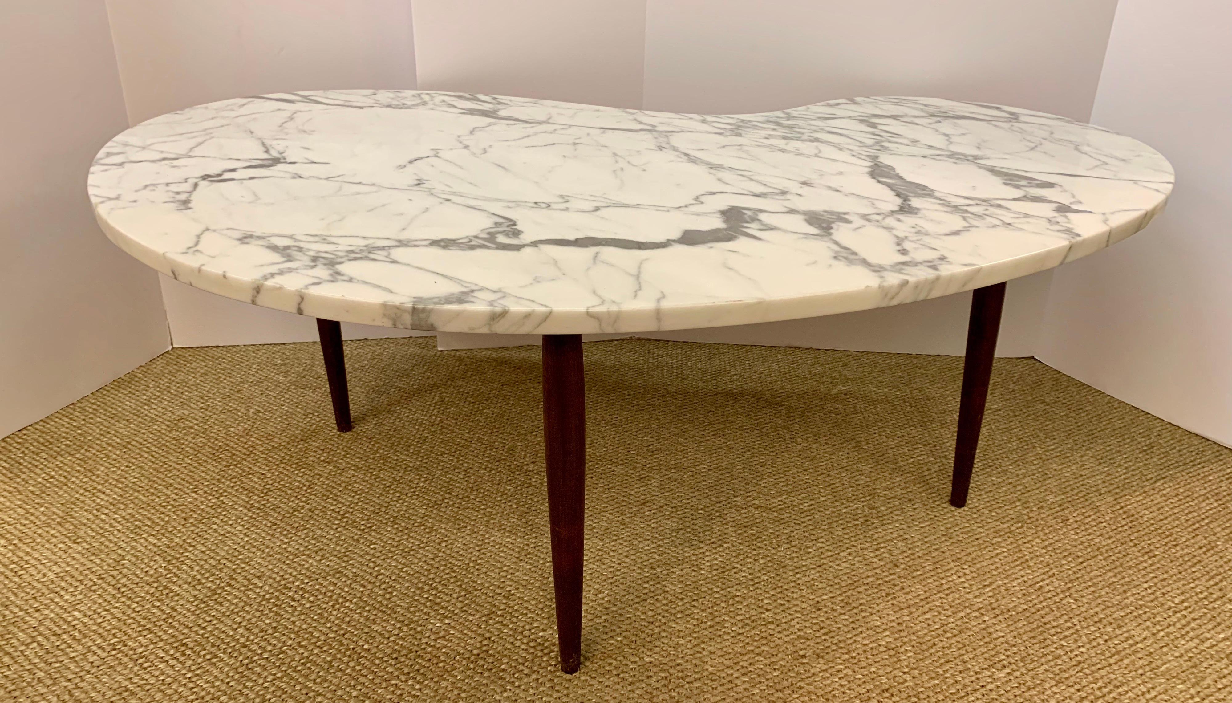 kidney shaped marble coffee table