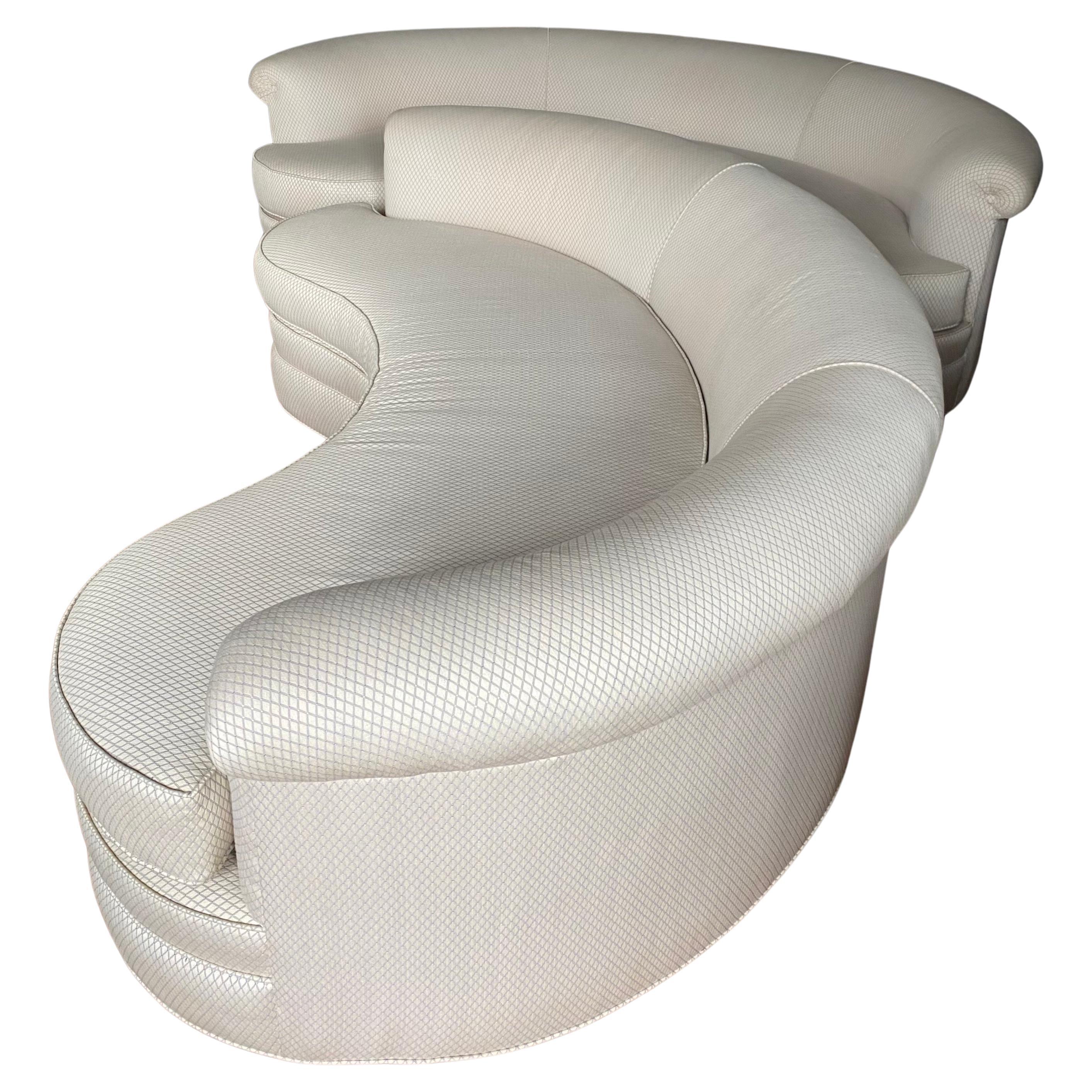 20th Century Mid-Century Modern Kidney Shaped Curved Serpentine Biomorphic Cloud Sofa For Sale
