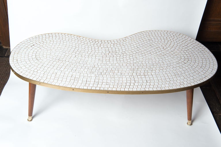 Mid-Century Modern Kidney Shaped Mosaic Tile Table For Sale 4