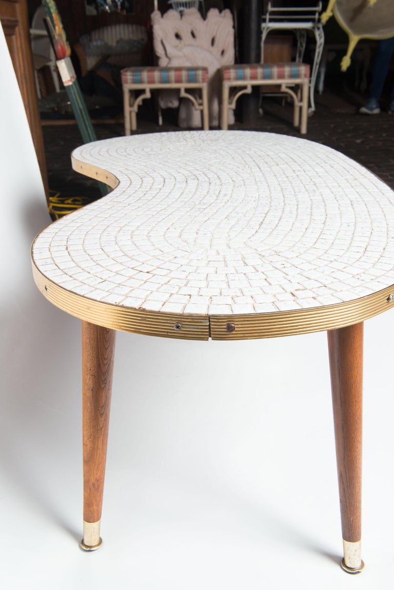 Mid-Century Modern Kidney Shaped Mosaic Tile Table For Sale 6
