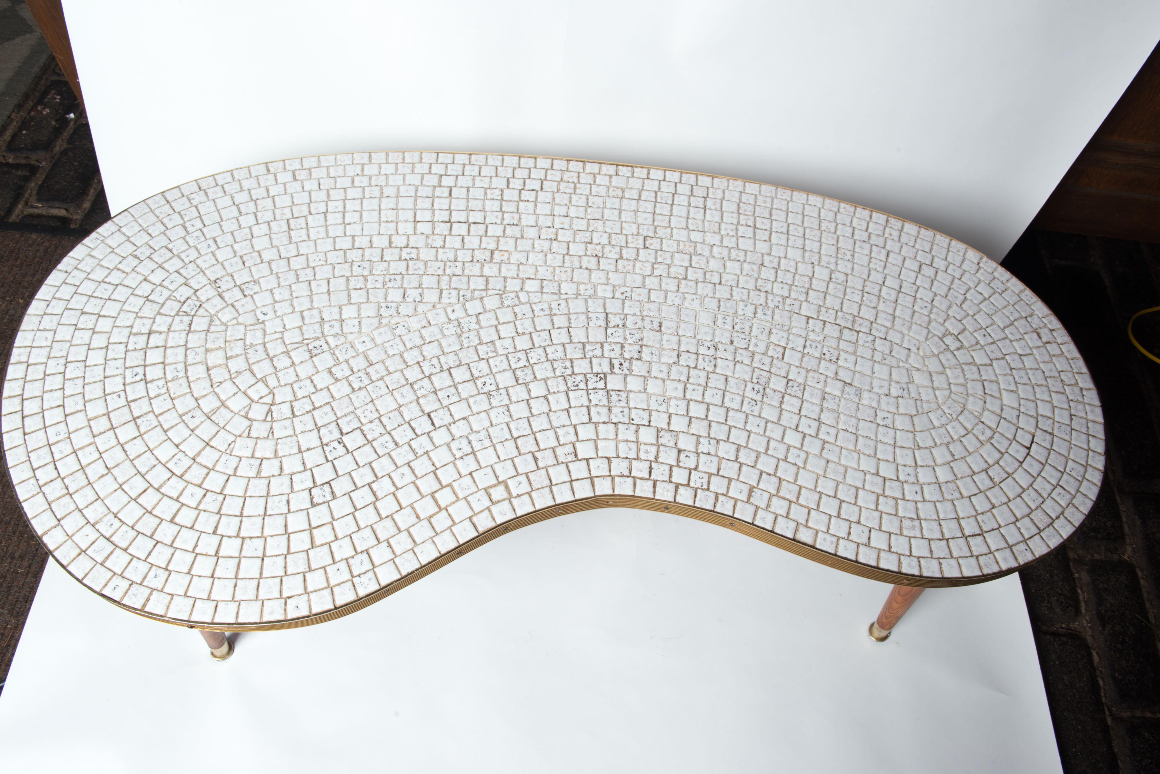Mid-Century Modern Kidney Shaped Mosaic Tile Table 1