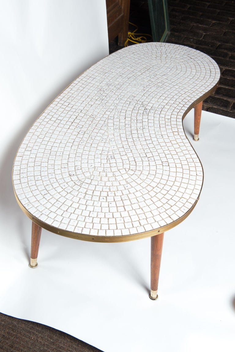 Mid-Century Modern Kidney Shaped Mosaic Tile Table For Sale 2