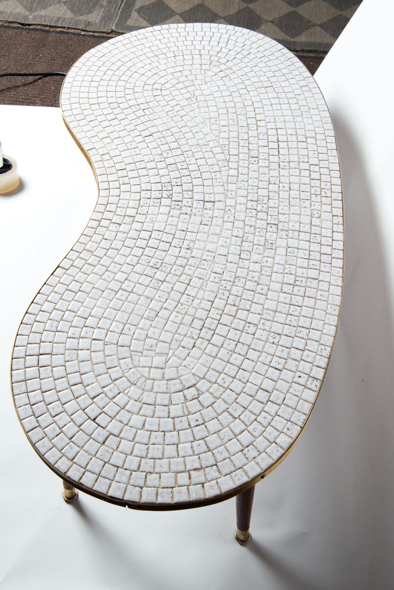 Mid-Century Modern Kidney Shaped Mosaic Tile Table For Sale 3