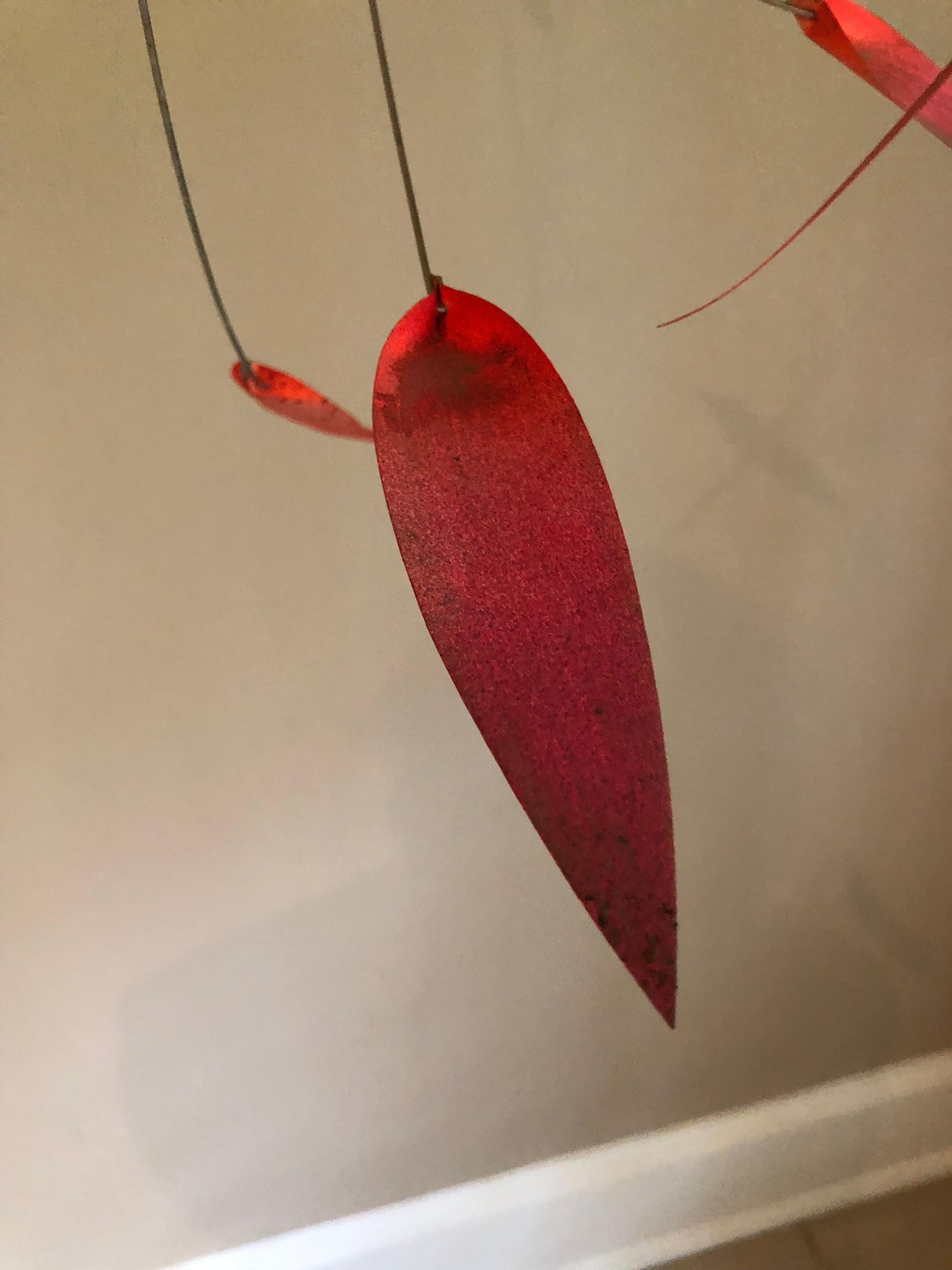 North American Mid-Century Modern Kinetic Mobile Sculpture in Red