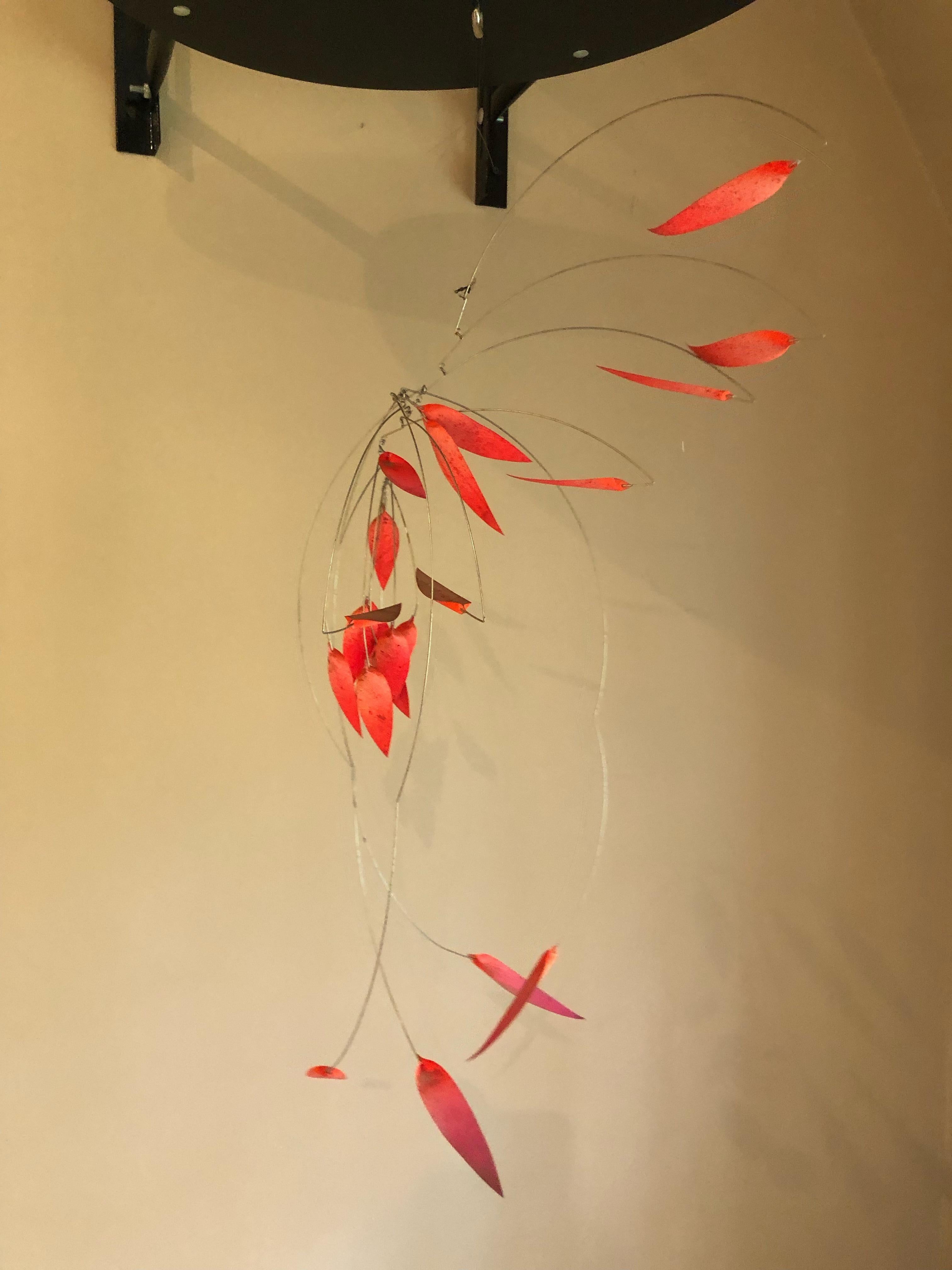 Mid-Century Modern Kinetic Mobile Sculpture in Red In Good Condition In Hopewell, NJ