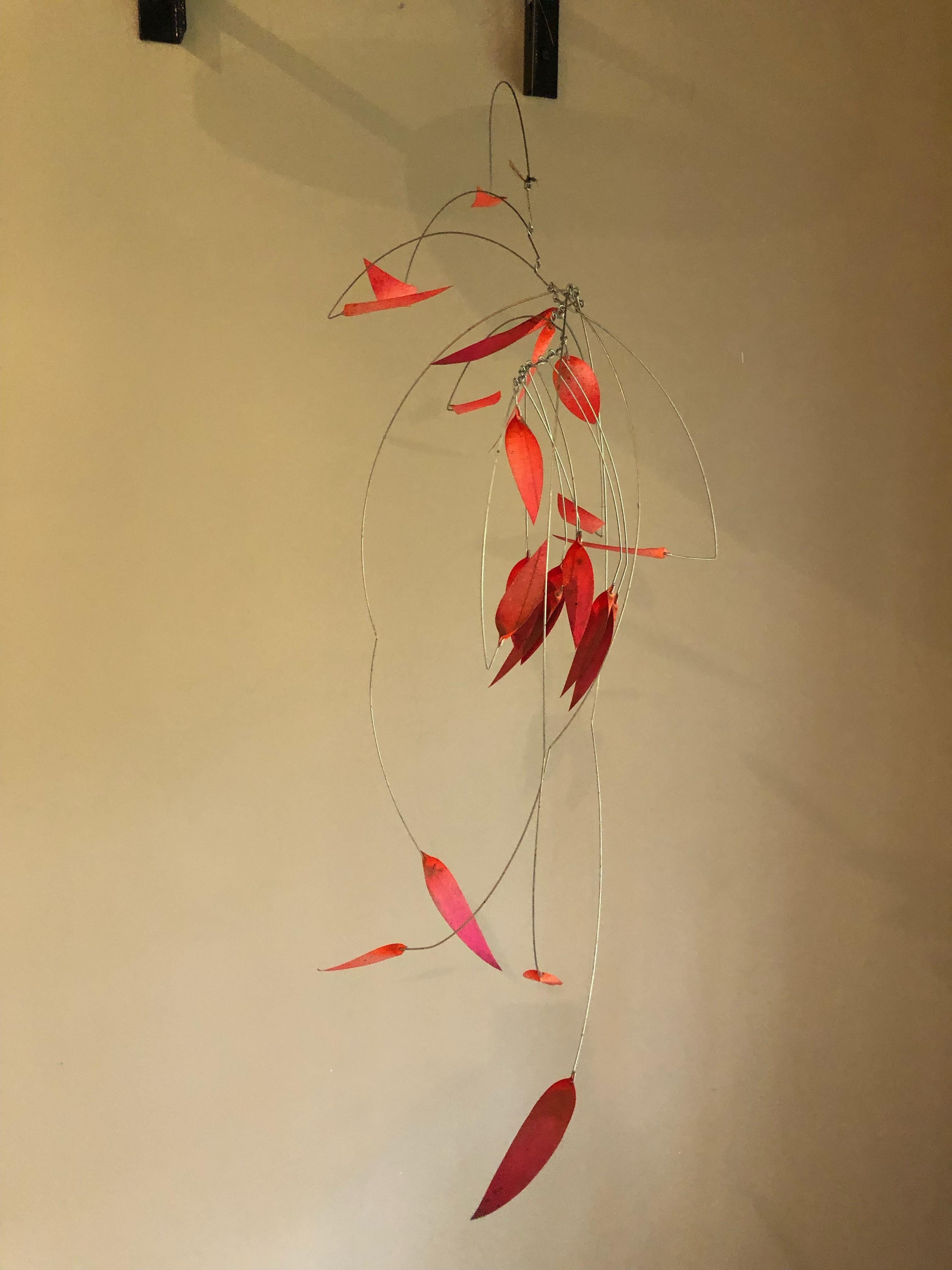 Late 20th Century Mid-Century Modern Kinetic Mobile Sculpture in Red
