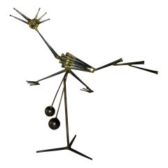 Vintage Mid-Century Modern Kinetic Sculpture of a Road Runner, circa 1950s