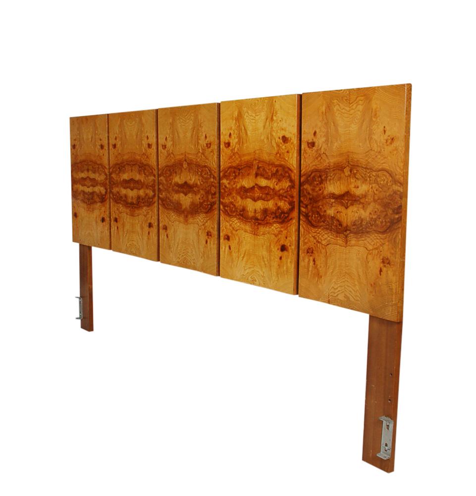 Mid-20th Century Mid-Century Modern King Size Headboard Attributed to Milo Baughman in Olive Burl