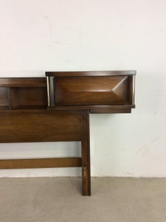 Mid-Century Modern King Size Headboard with Two Drawers