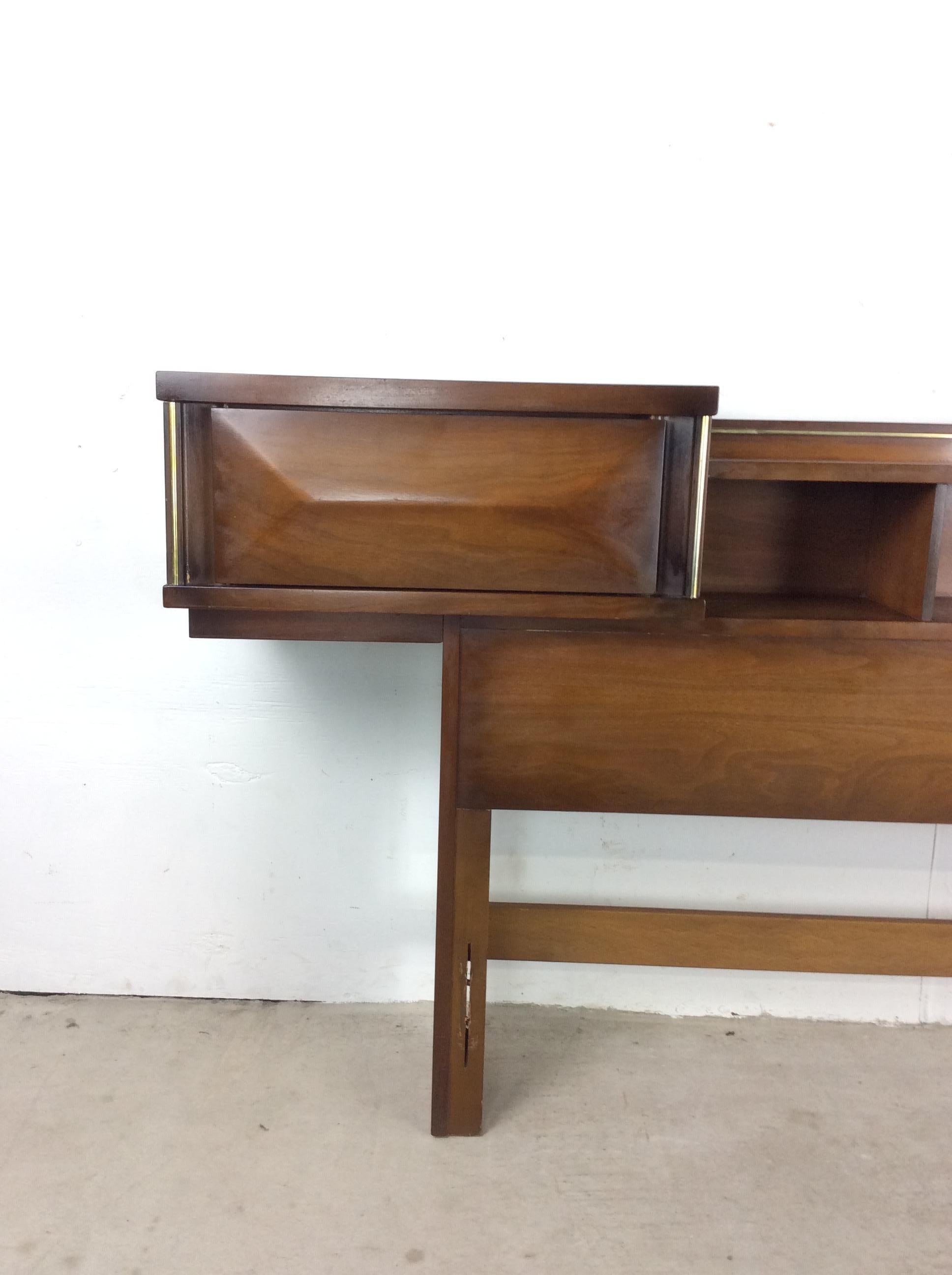 American Mid-Century Modern King Size Headboard with Two Drawers For Sale