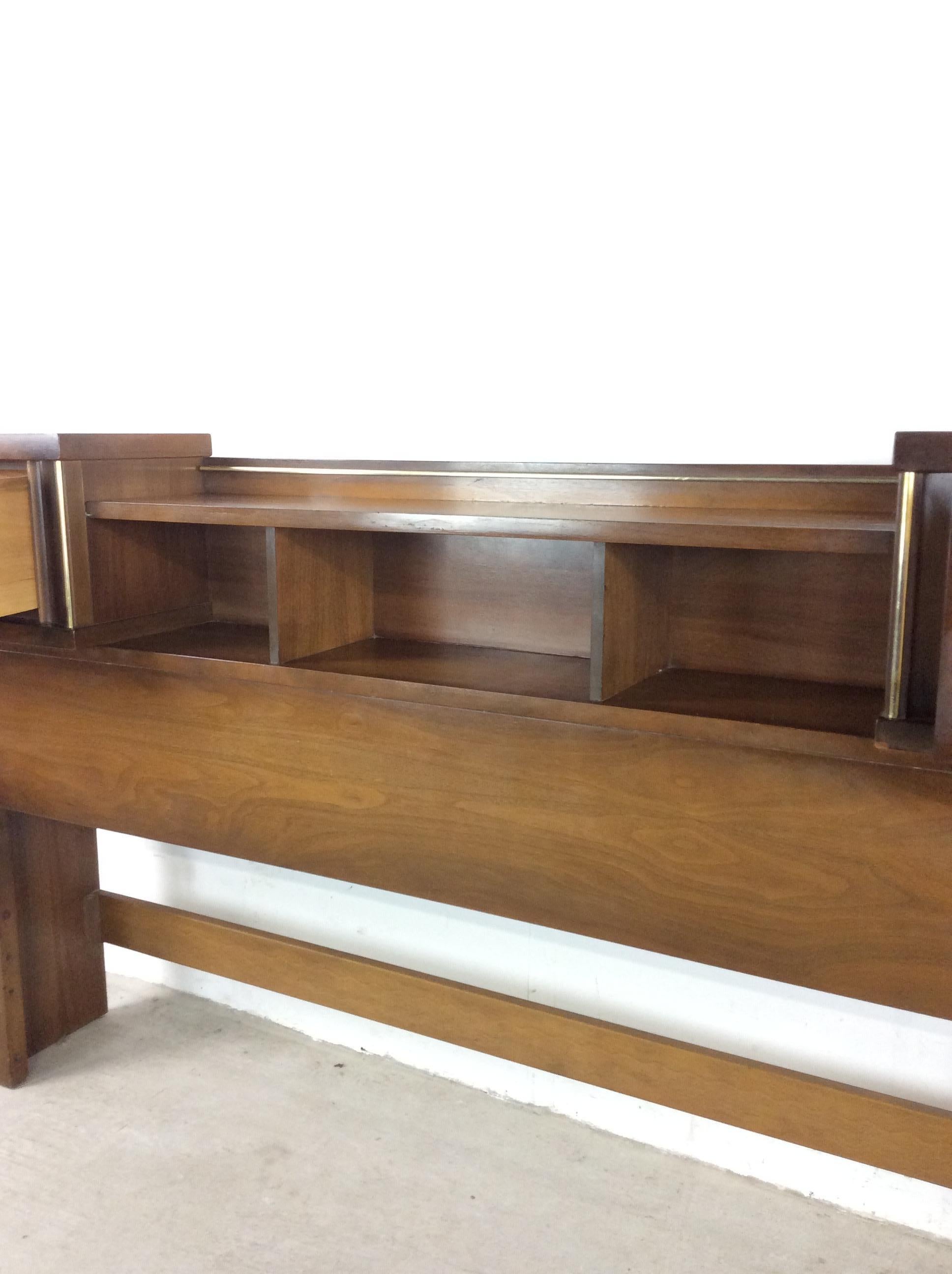 Mid-Century Modern King Size Headboard with Two Drawers For Sale 1
