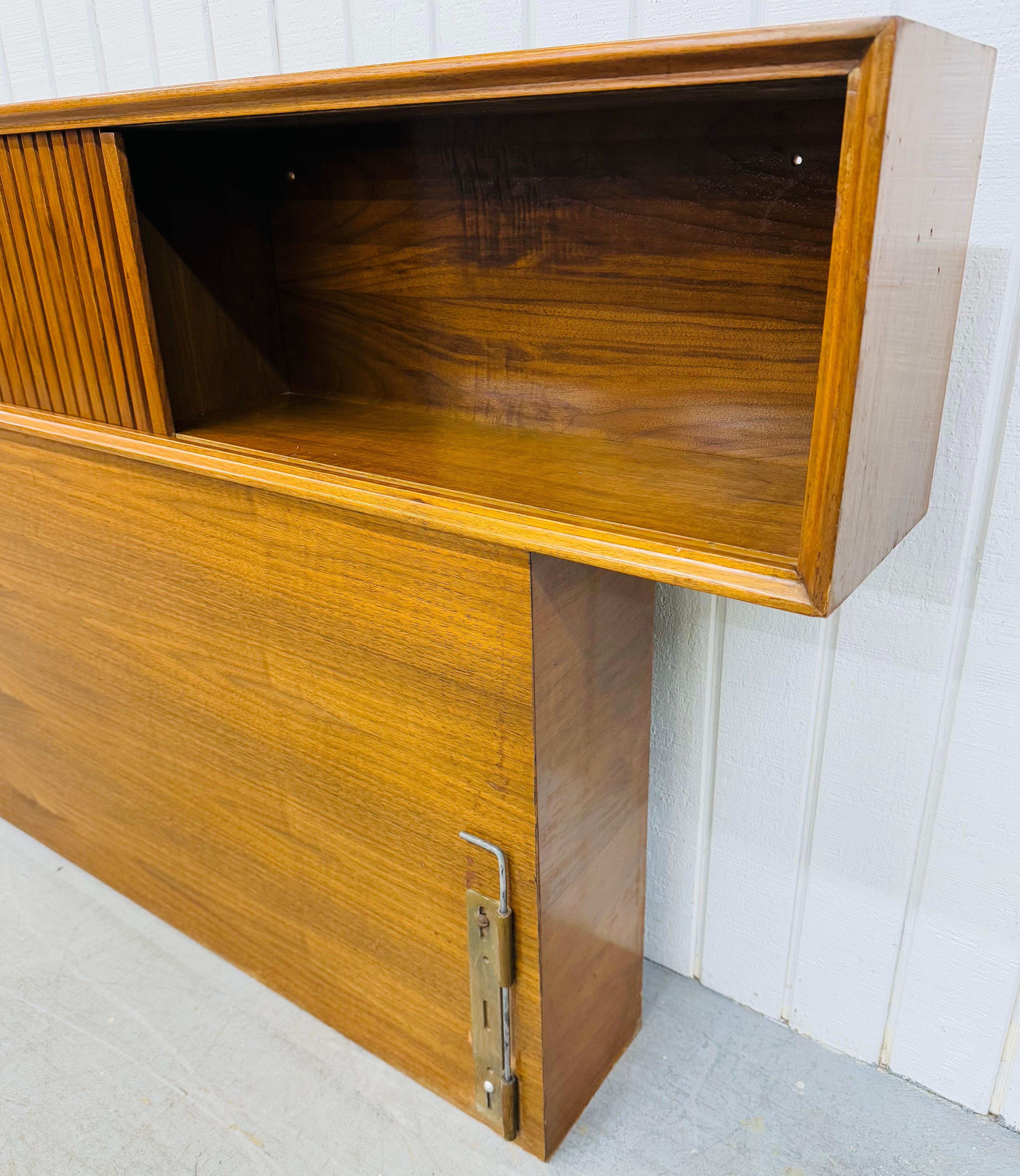 20th Century Mid-Century Modern King Size Tambour Walnut Headboard For Sale