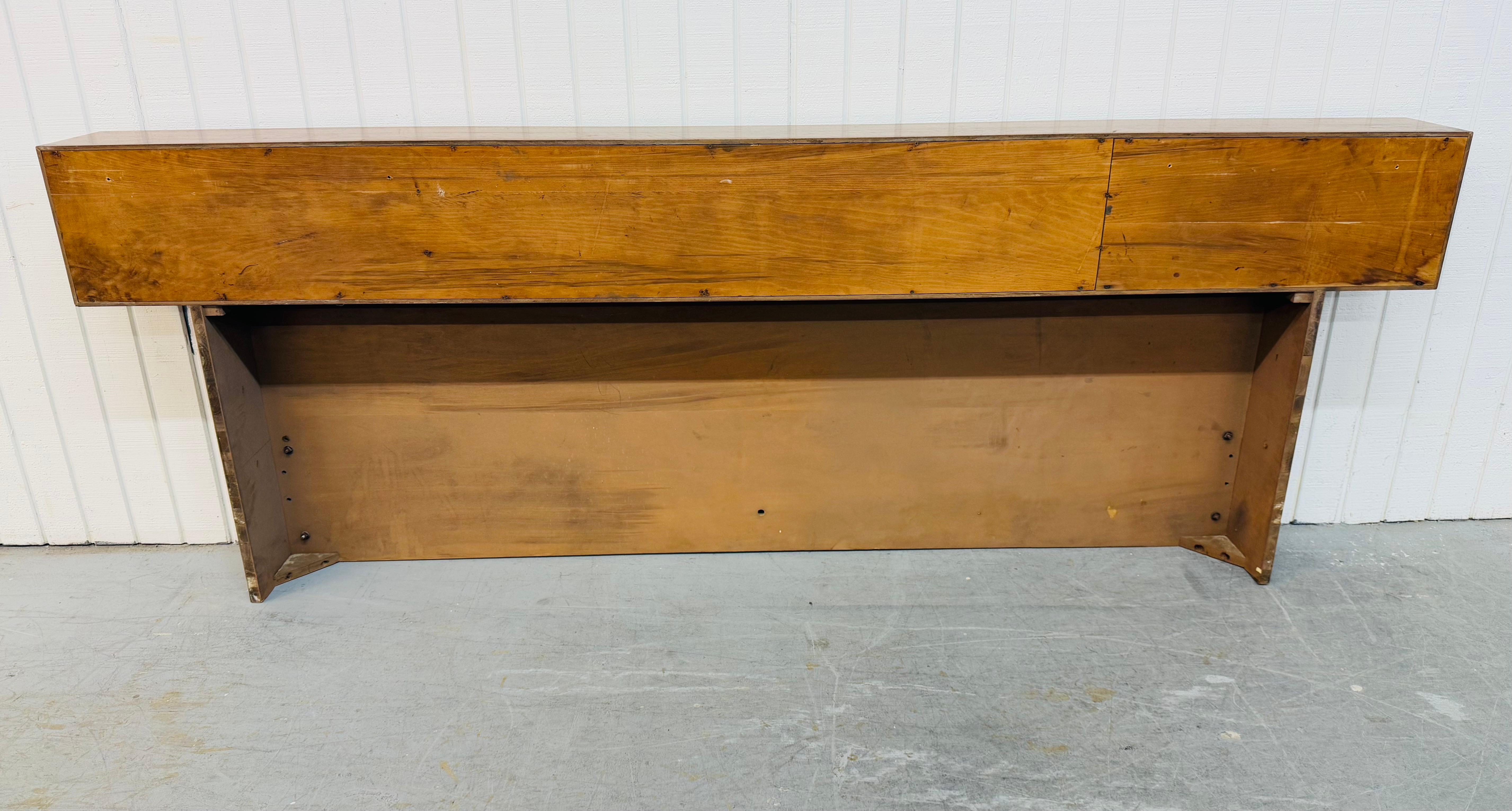 Wood Mid-Century Modern King Size Tambour Walnut Headboard For Sale