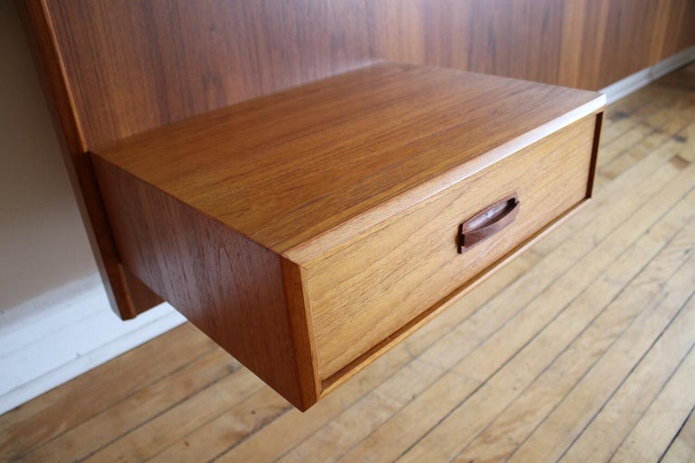 MidCentury Modern KingSize Teak Headboard with Floating Nightstands