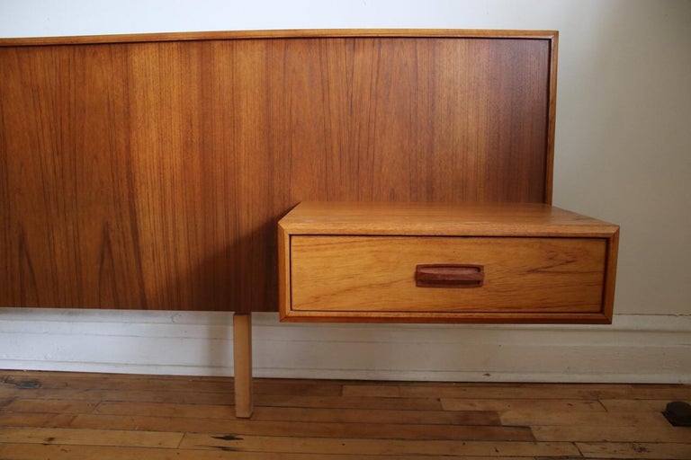 MidCentury Modern KingSize Teak Headboard with Floating Nightstands