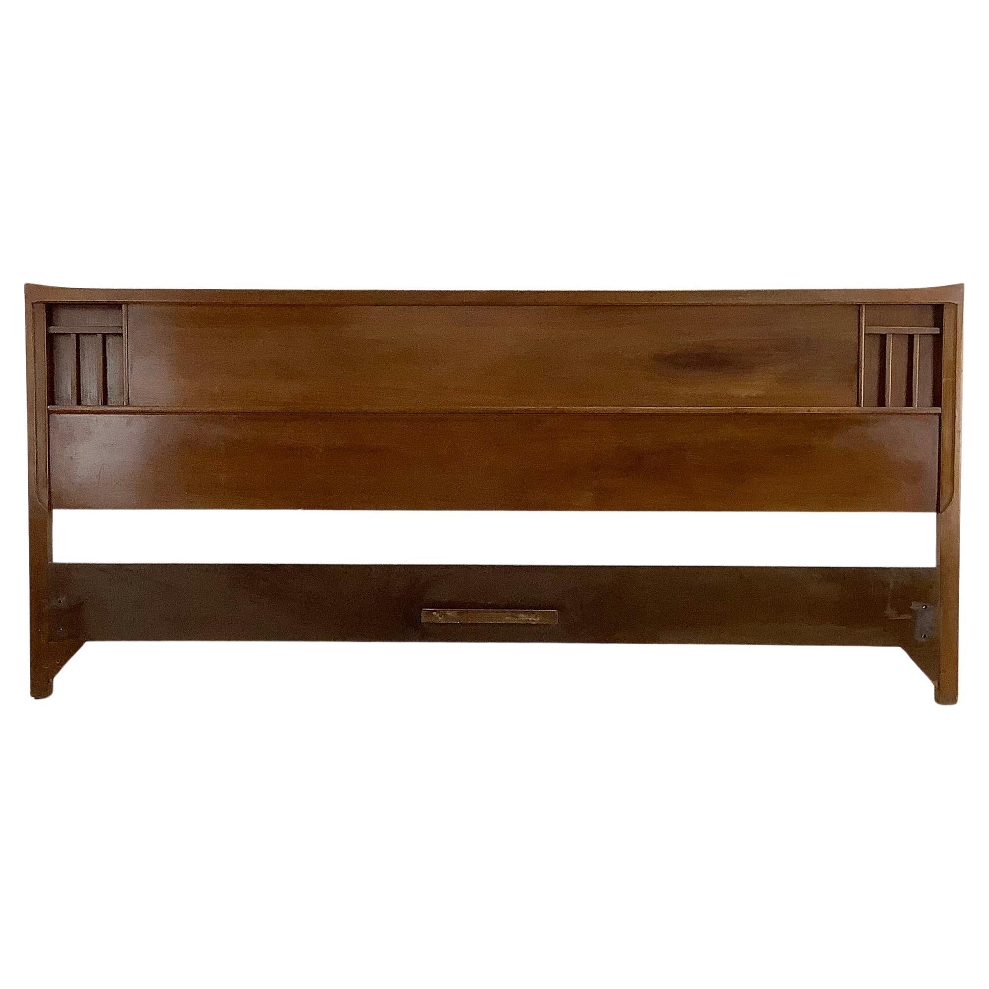 Wonderful Midcentury Modern Walnut Lattice Gothic Headboard For Sale