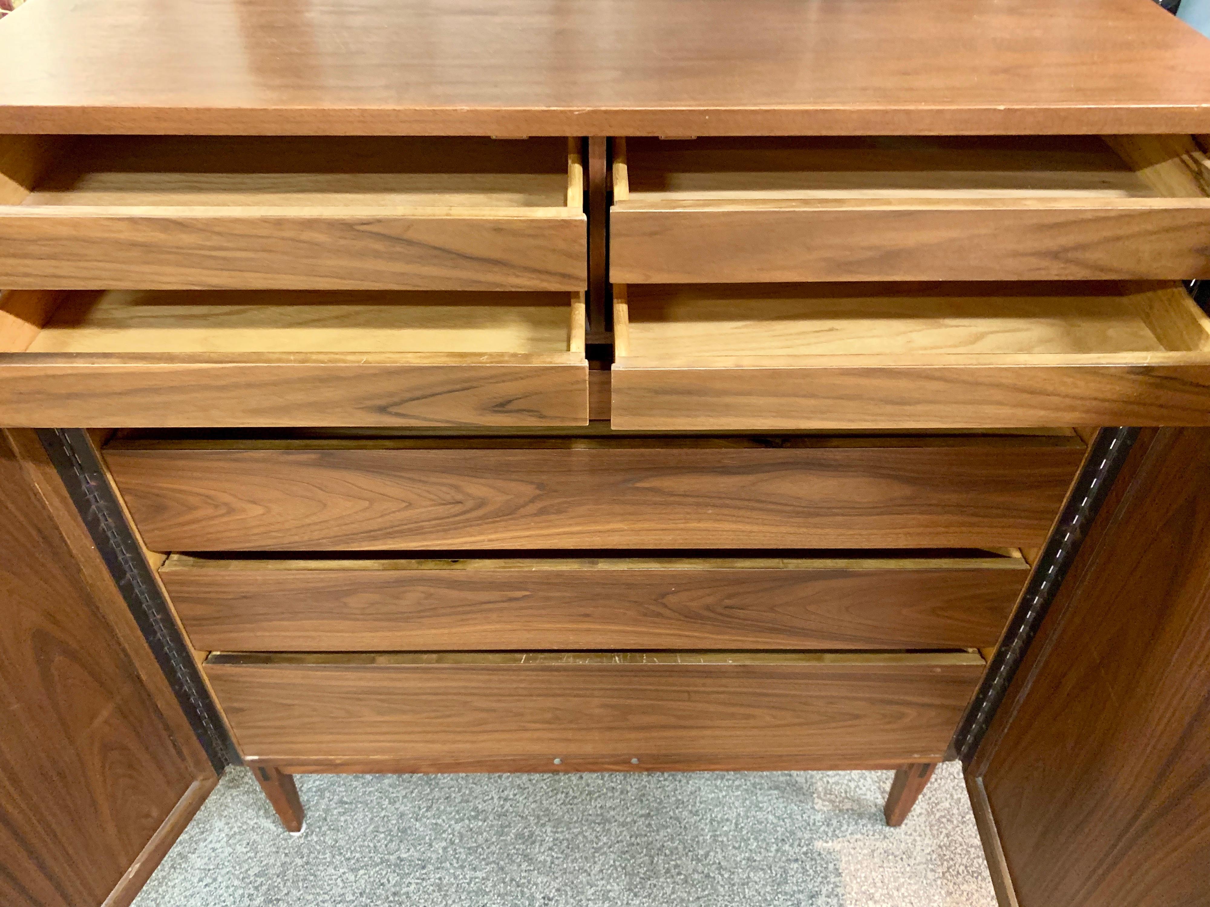 Late 20th Century Mid-Century Modern Kip Stewart Walnut Chest Cabinet Dresser Directional