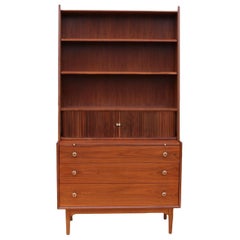 Mid Century Modern Kipp Stewart for Drexel Secretary Desk Hutch With Bookcase