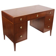 Mid-Century Modern Kneehole Leather-Top Desk by Edward Wormley for Dunbar