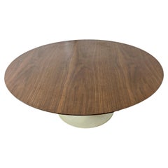 Retro Mid-Century Modern Knoll 3’ Round Tulip Coffee Table Walnut by Eero Saarinen