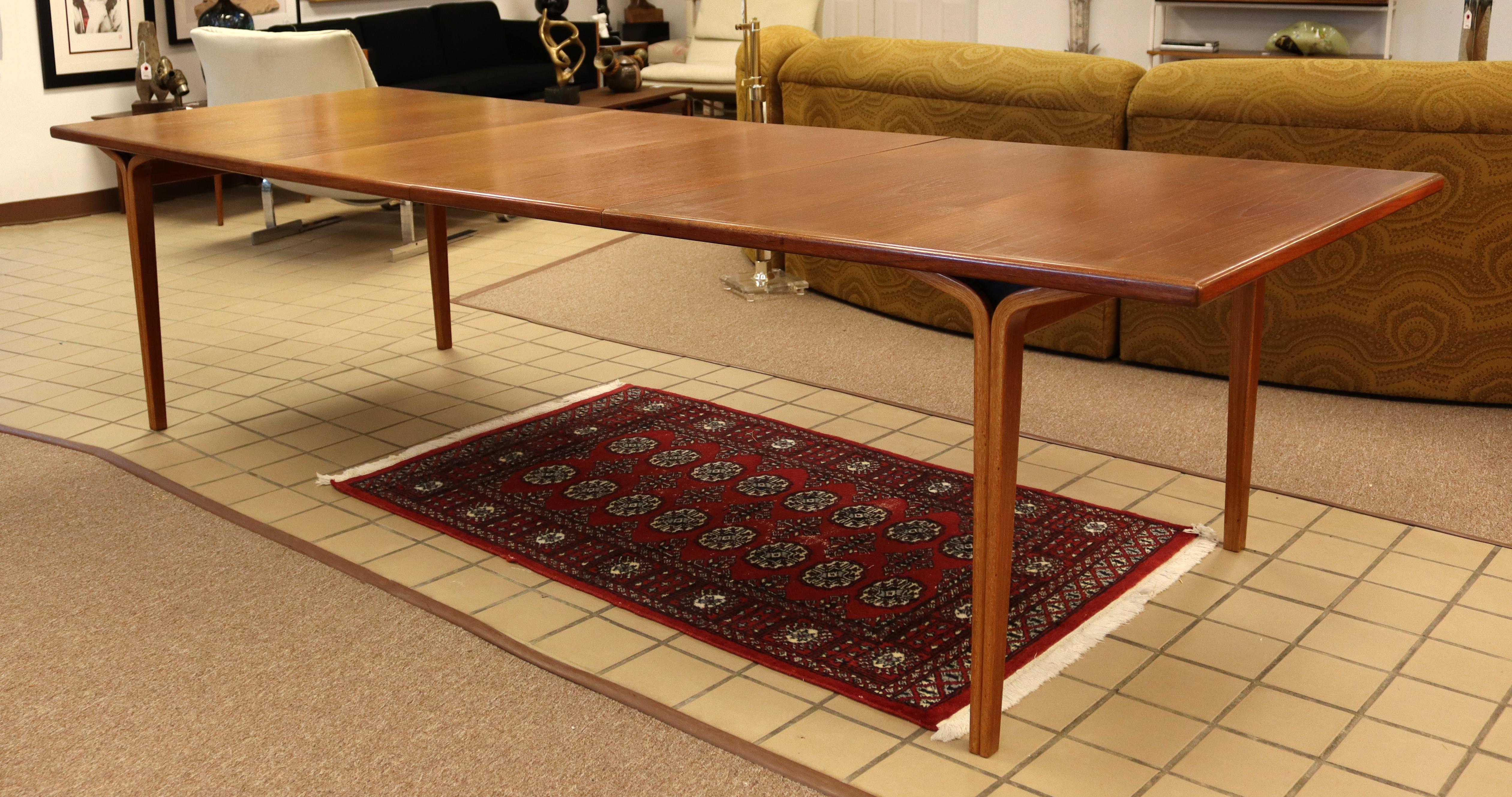 Teak Mid-Century Modern Knoll Bill Stephens Expandable Wood Dining Table 2 Leaves