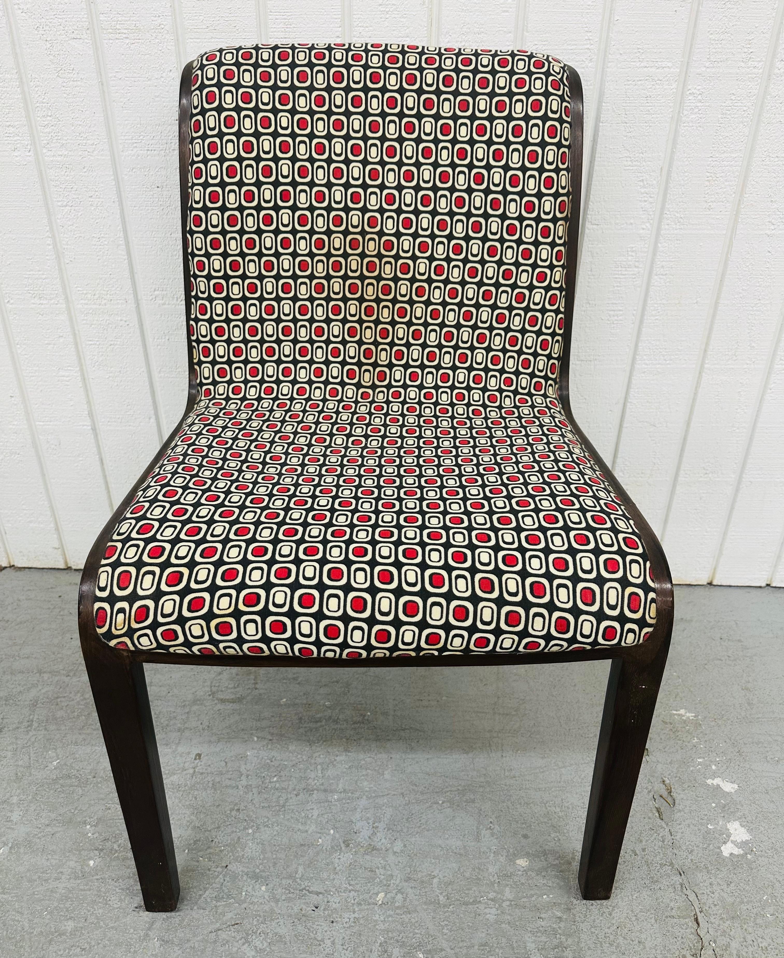 This listing is for a set of four Mid-Century Modern Knoll Black Walnut Dining Chairs. Featuring one arm chair, three side chairs, black walnut frames, and original upholstery. This is an exceptional combination of quality and design by Knoll!