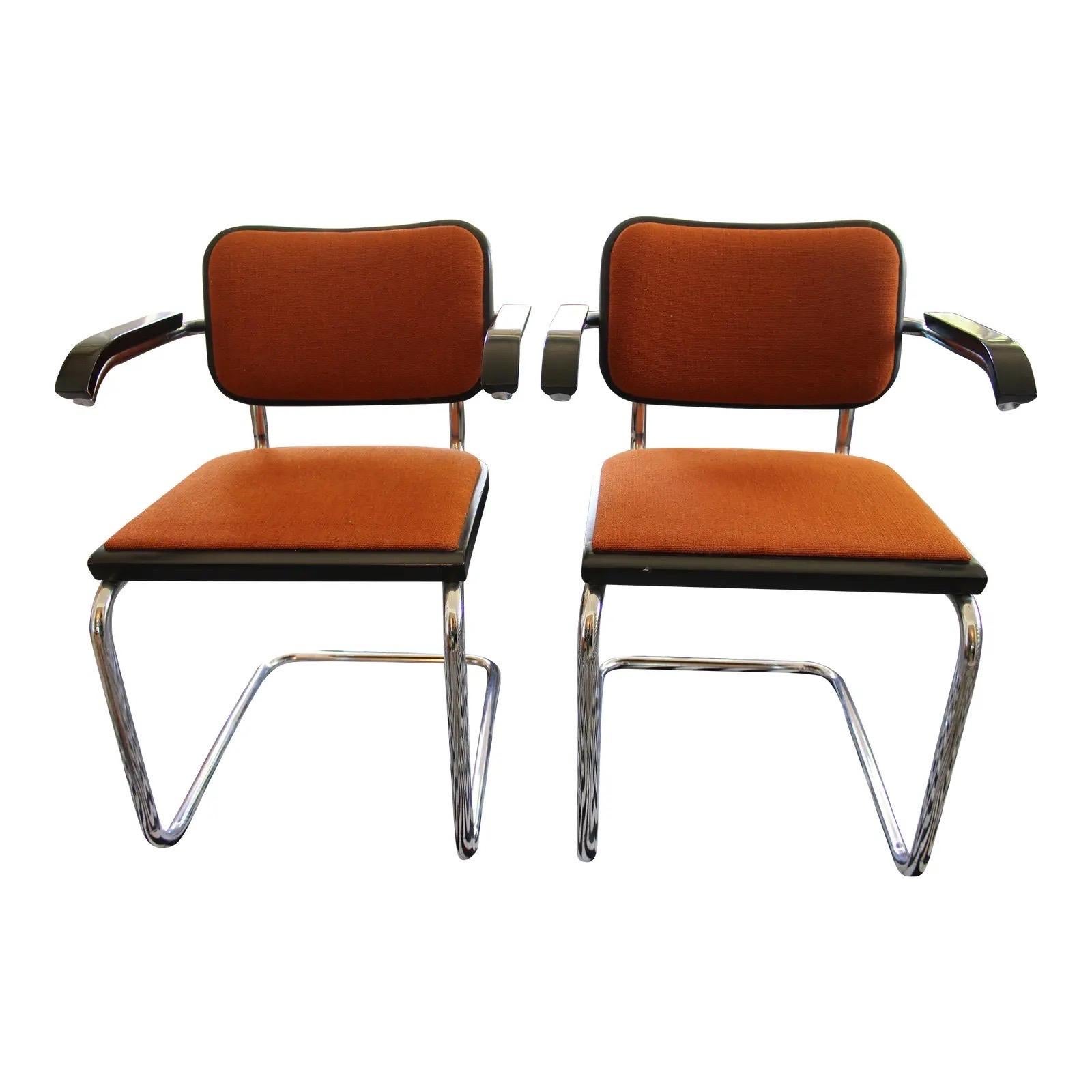 Mid Century Modern Knoll Cesca Armchairs- Set of 2 For Sale
