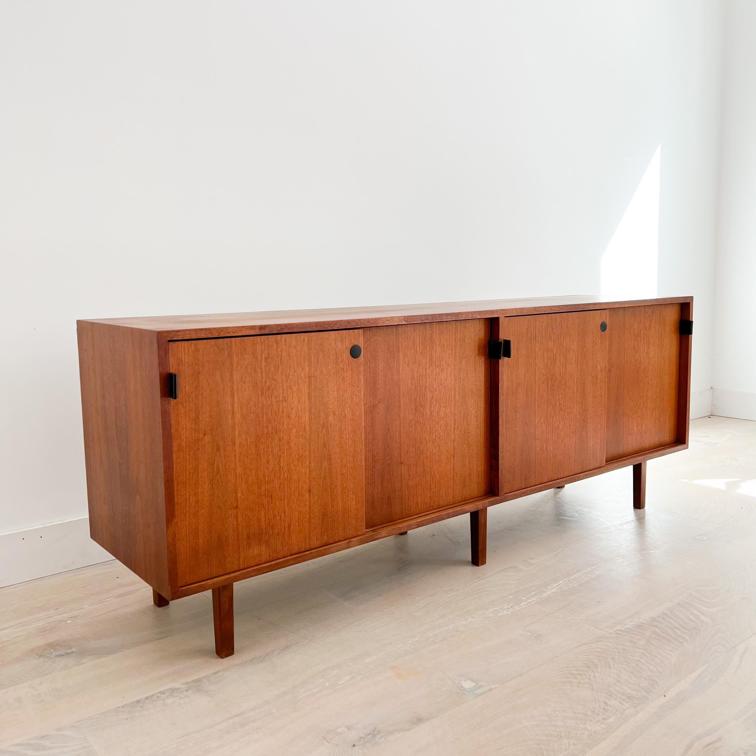 Mid-20th Century Mid-Century Modern Knoll Credenza with Leather Door Pulls