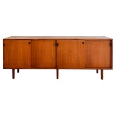 Mid-Century Modern Knoll Credenza with Leather Door Pulls