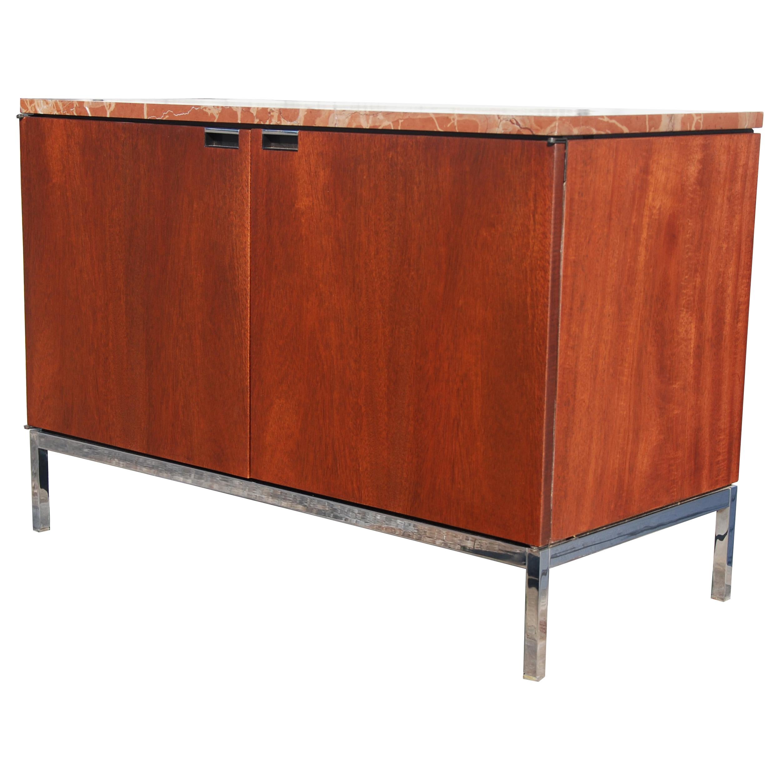 Mid-Century Modern Knoll Credenza with Rojo Marble Top For Sale