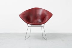 Mid-Century Modern Knoll Diamond Bertoia Chair Reupholstered in Faux Leather