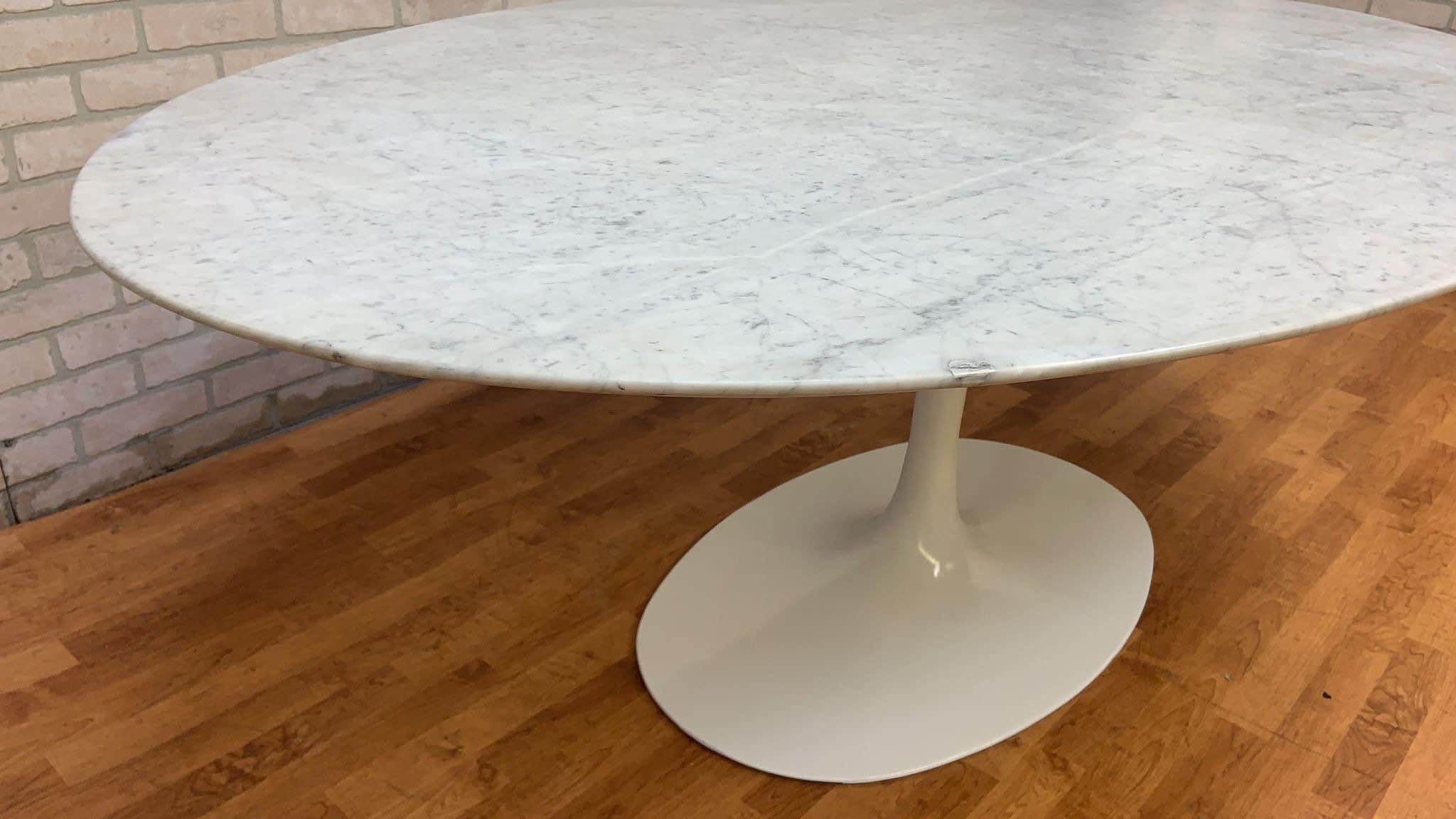 Hand-Crafted Mid-Century Modern Knoll Oval Marble Top Tulip Dining Table