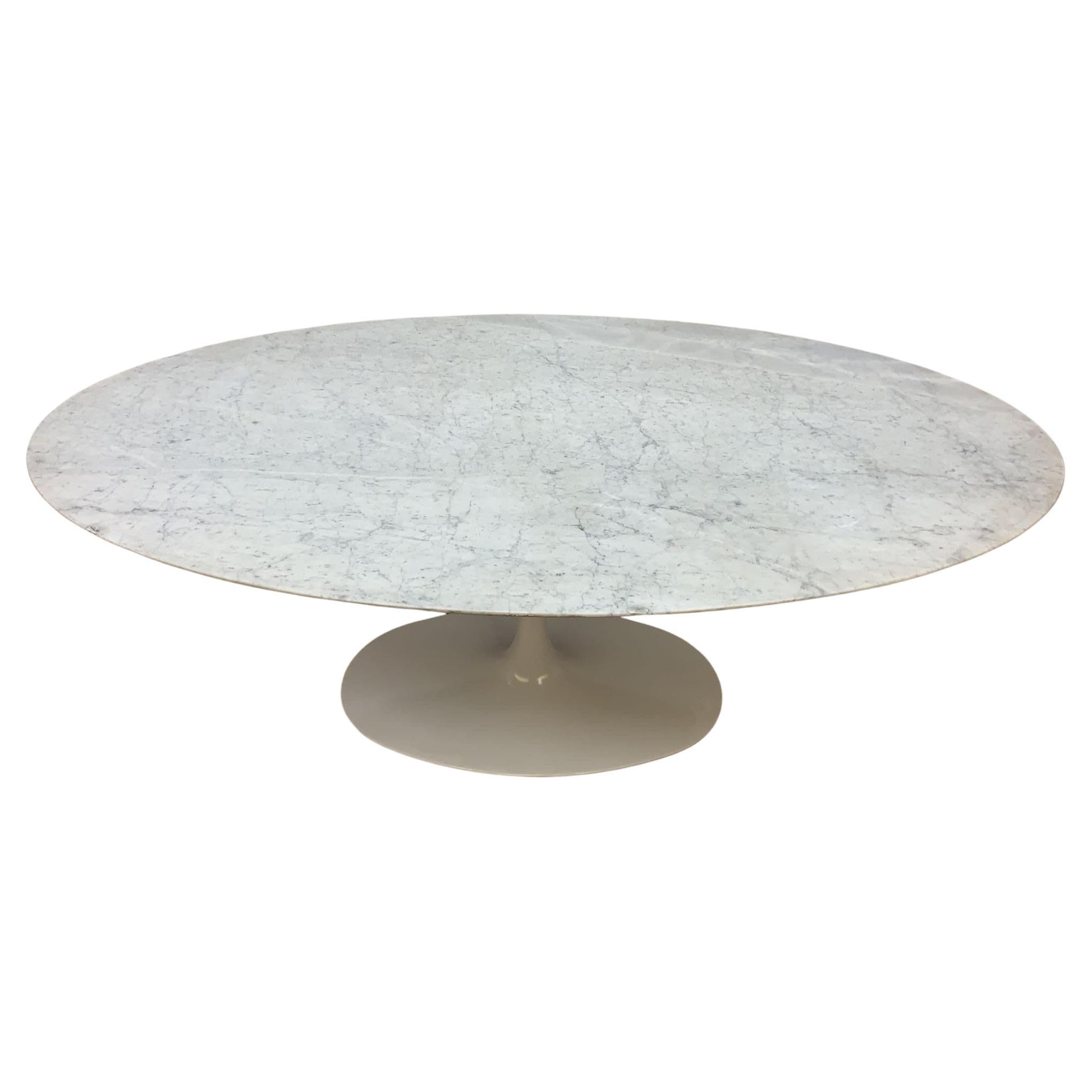 Mid-Century Modern Knoll Oval Marble Top Tulip Dining Table 