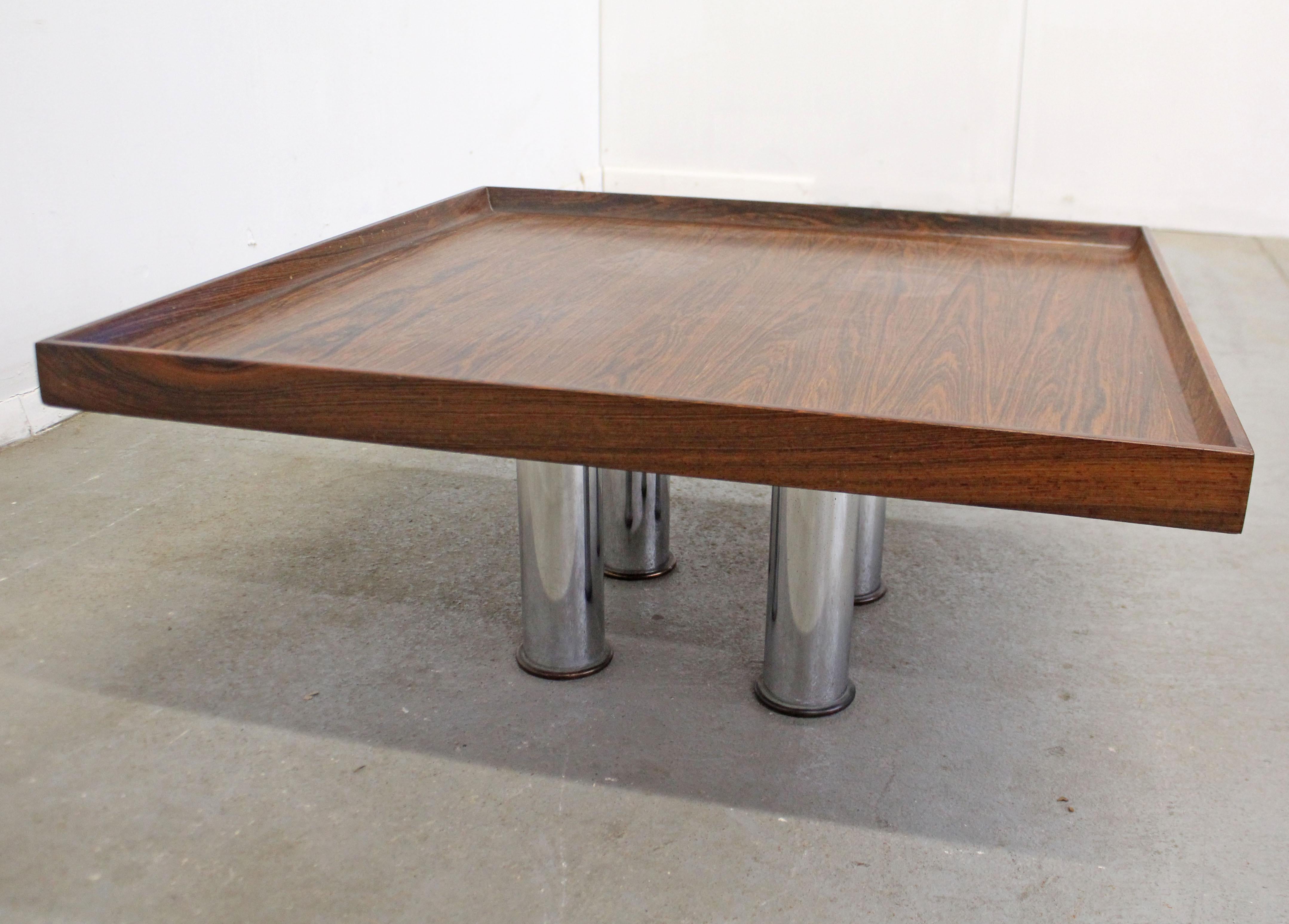Mid-Century Modern Knoll Rosewood Chrome Coffee or End Table For Sale 4
