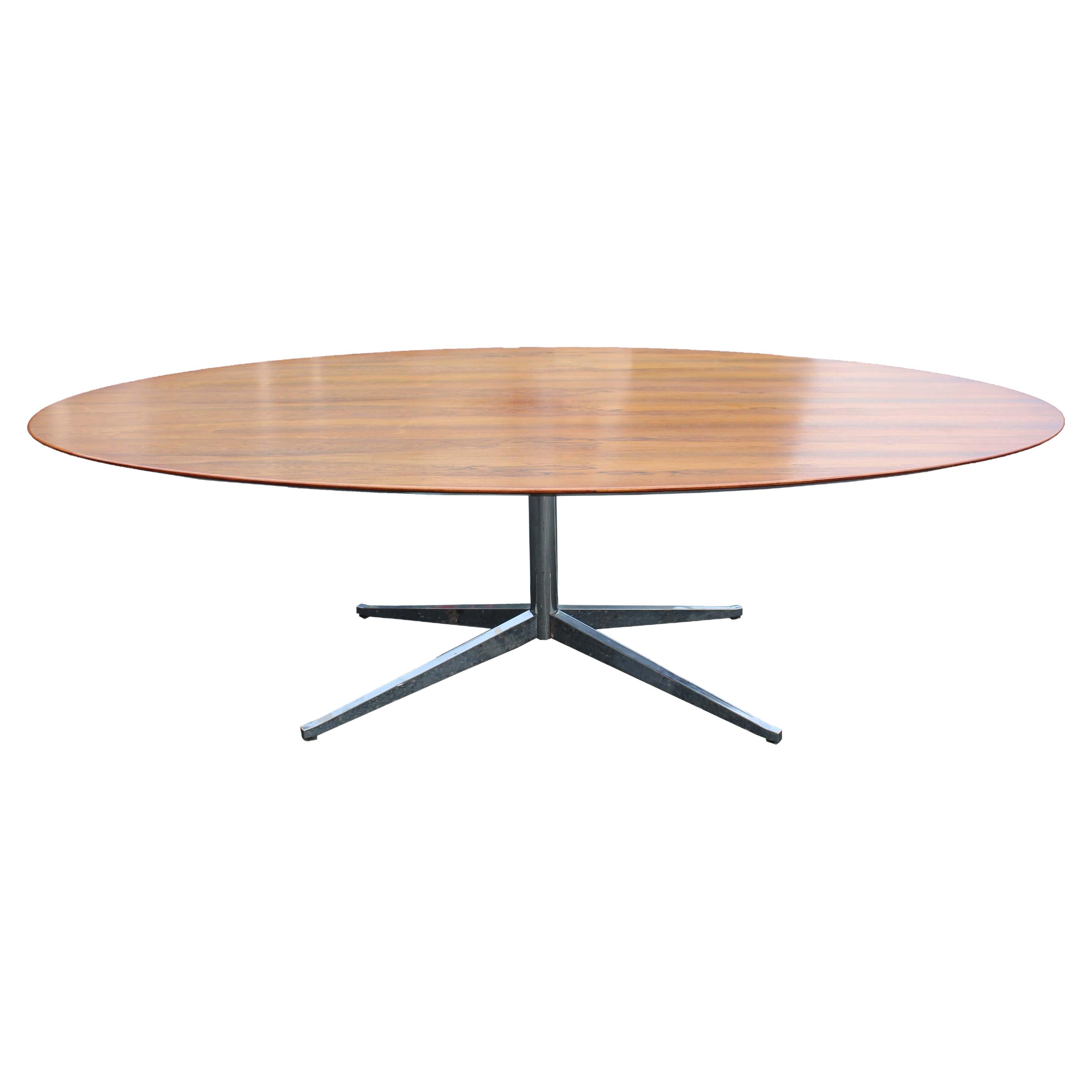 Mid-Century Modern Knoll Rosewood Oval Dining Table with Chrome Base