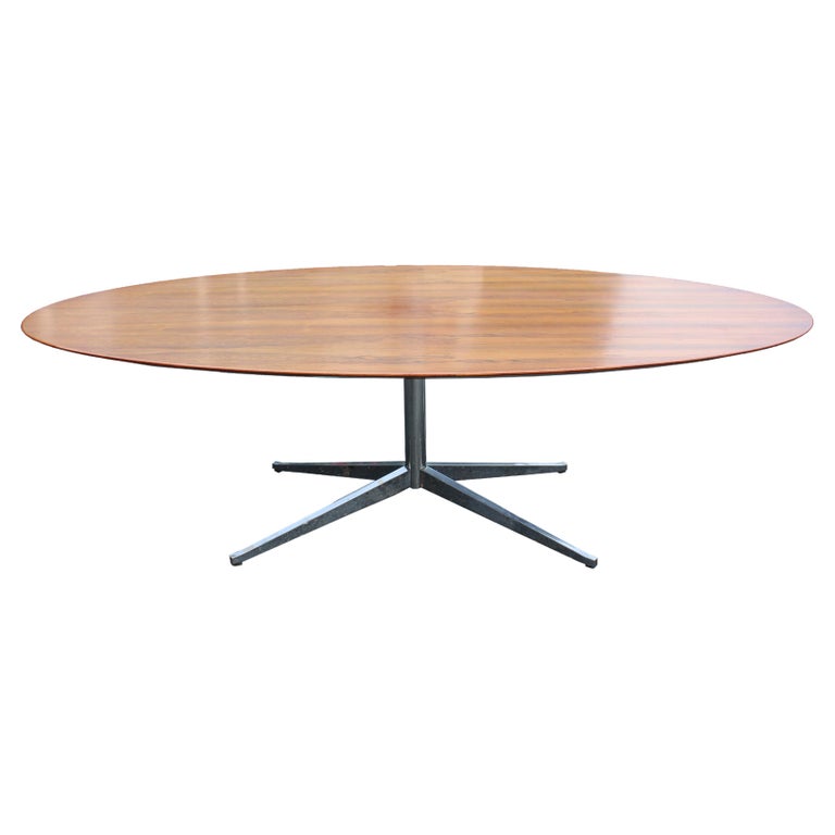 MidCentury Modern Knoll Rosewood Oval Dining Table with Chrome Base