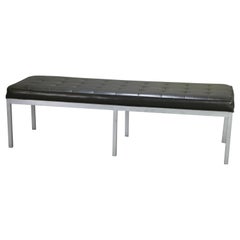 Mid-Century Modern Knoll School Aluminum and Leatherette Button Seat Bench