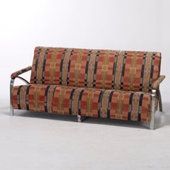 Mid-Century Modern Knoll School Upholstered Chrome Frame Sofa, C1950