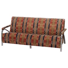 Mid-Century Modern Knoll School Upholstered Chrome Frame Sofa, C1950