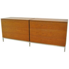 Mid-Century Modern Knoll Walnut Chests on Base Six Drawers