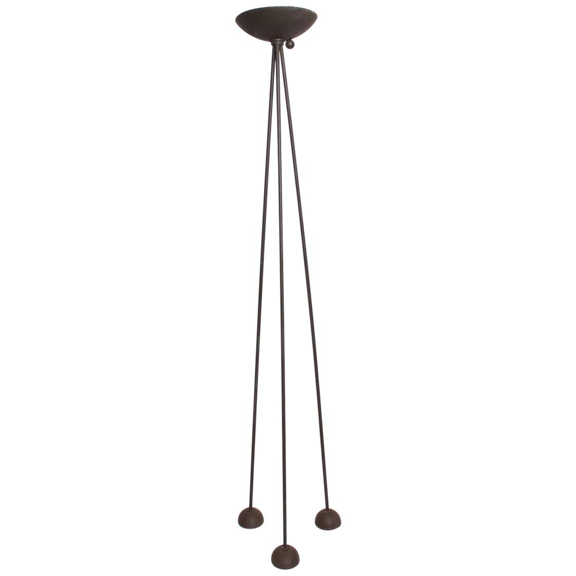 Modern Memphis Sleek Torchiere Tripod Floor Lamp by Koch & Lowy