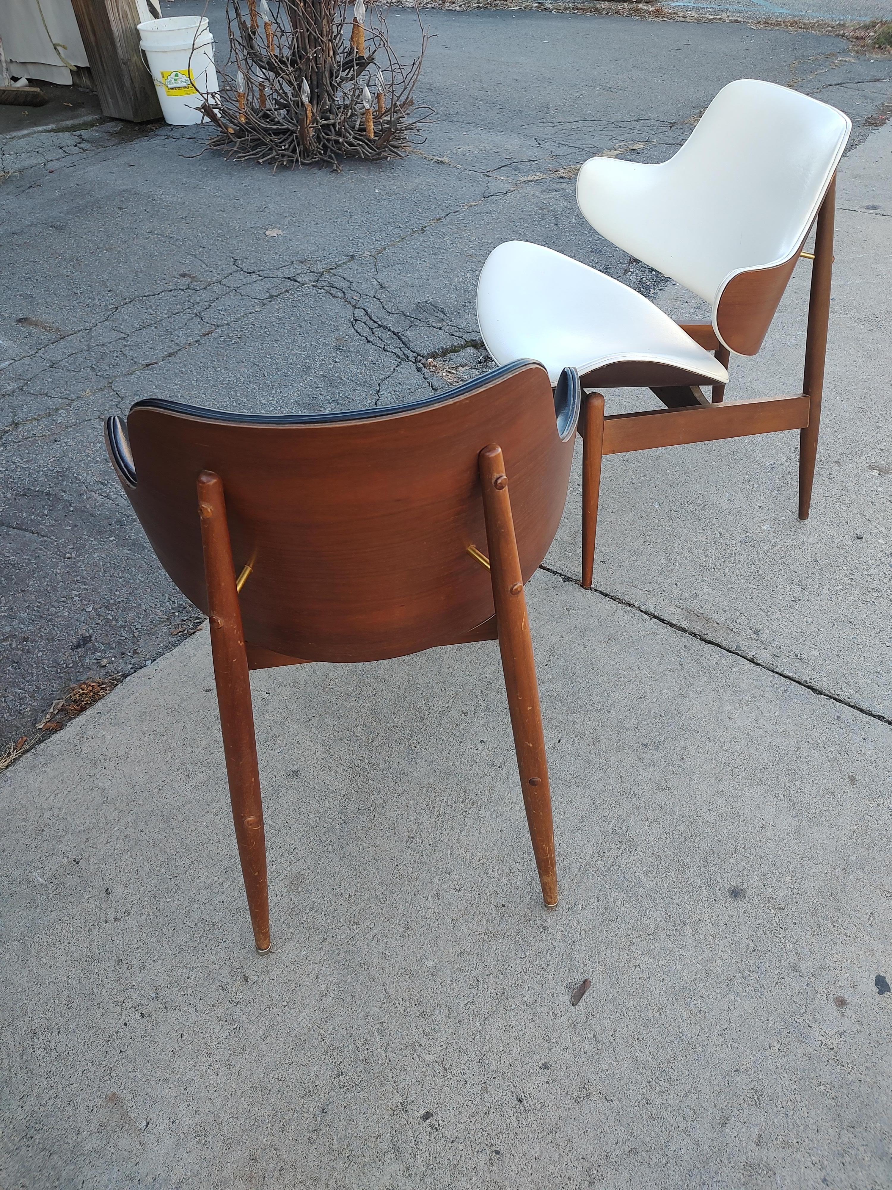Brass Mid Century Modern Kodawood Clam Shell Chairs by Seymour James Wiener For Sale