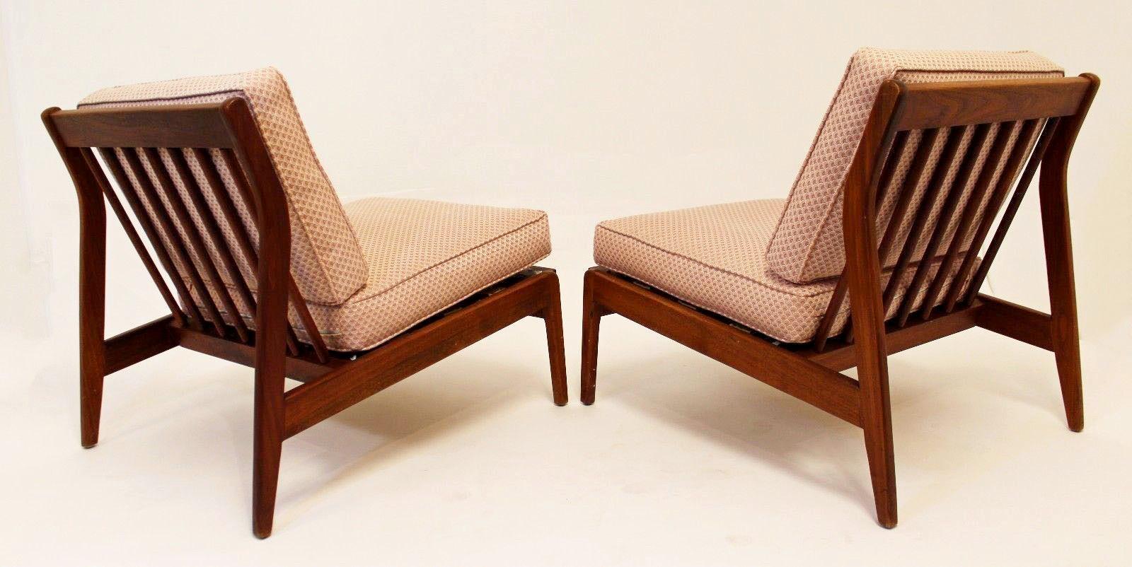 Mid-Century Modern Kofod Larsen Style Pair of Lounge Slipper Chairs, 1950s 1