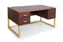 Mid-Century Modern Kopavogur Desk in Solid Walnut, Brass