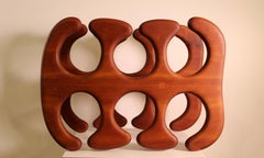 Mid-Century Modern Korzon Wood Sculptural Wine Rack 1973