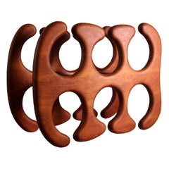 Mid-Century Modern Korzon Wood Sculptural Wine Rack 1973