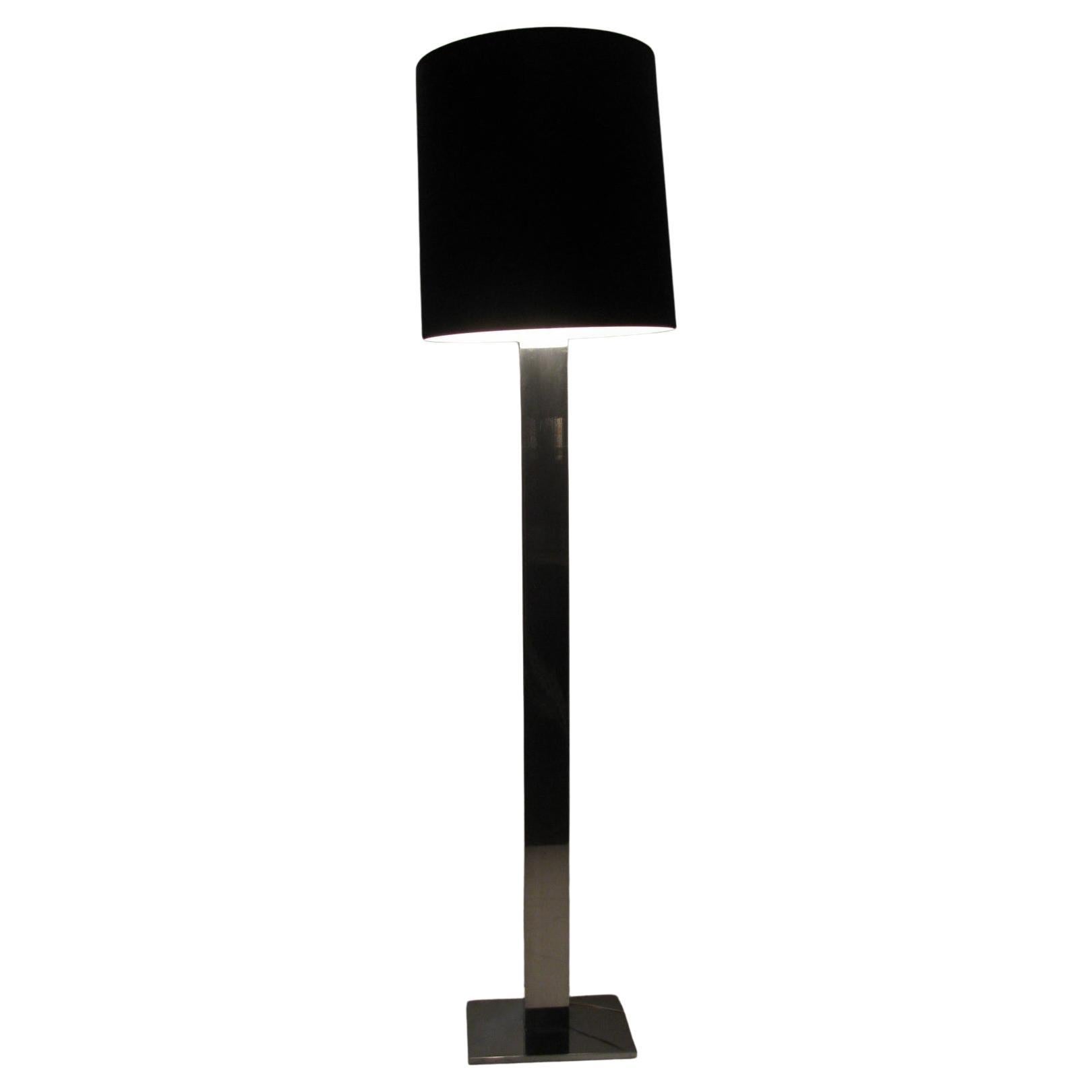 Mid-Century Modern Kovacs Chrome Floor Lamp with Shade Pair Available