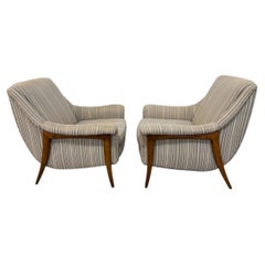 Mid-Century Modern Kroehler Avant Walnut Upholstered Arm Chairs - Set of 2