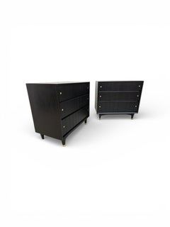 Mid-Century Modern Kroehler Black Bachelor Chests - Set of 2